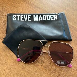 Steve Madden Rose Gold Pink Sparkle Aviator Sunglasses